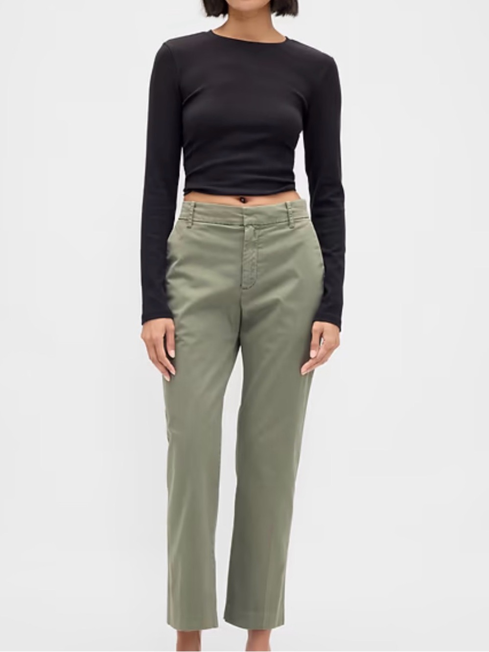Gap Mid High Rise Khakis in light‎ Green Straight Pants Size 14 Taper Relaxed